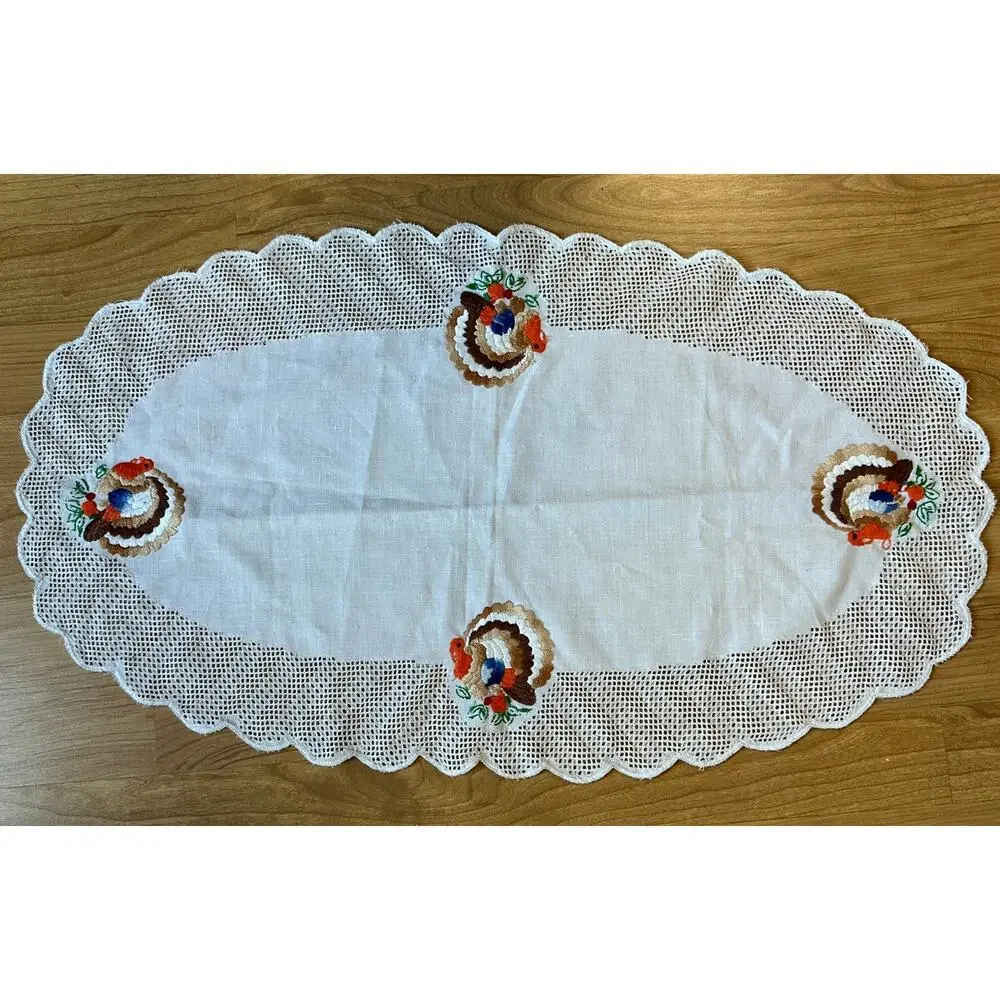 Turkey Embroidered Oblong Lace Dresser Scarf Table Scarf 16